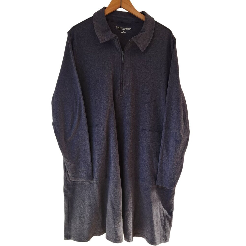 Soft Surroundings  Blue Cozy Jersey Knit Long Sleeve Tunic Dress Women's 2X